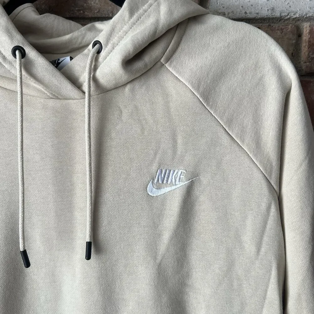 Nike Sportswear Club Fleece Pullover Hoodie Cream Sand Beige Women's XL